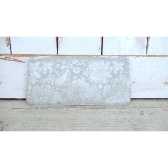 Vintage silver tan floral brocade tapestry evening clutch bag - Picture 4 of 5